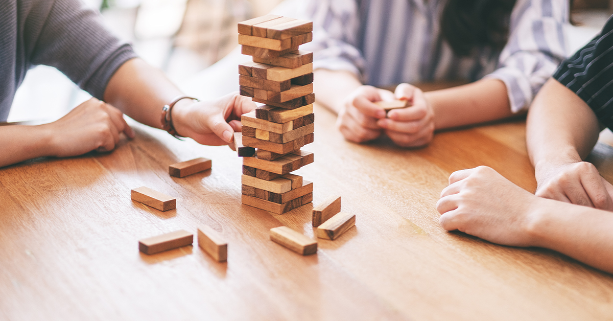 A family playing a board game together.