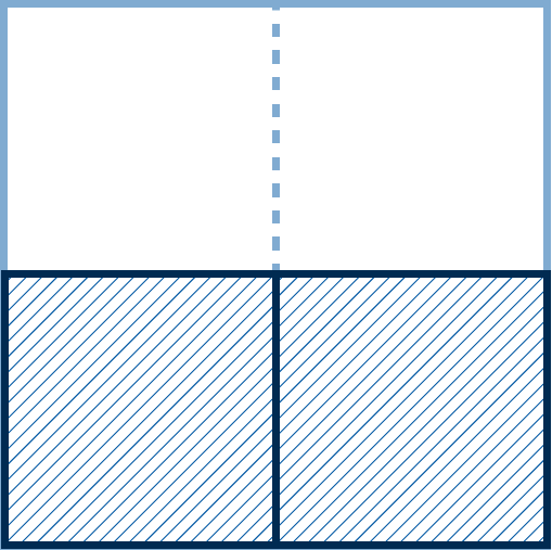 Diagram showing two-fourths of a square shaded.