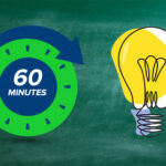 An illustration of a 60 minute timer and a light bulb.
