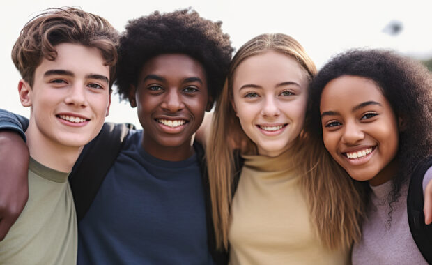 A group of teenagers in high school.