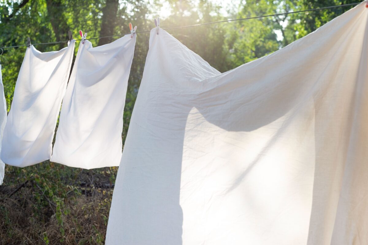 An outdoors clothesline.
