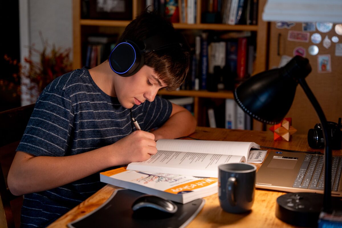 A student working through the WriteShop curriclum.