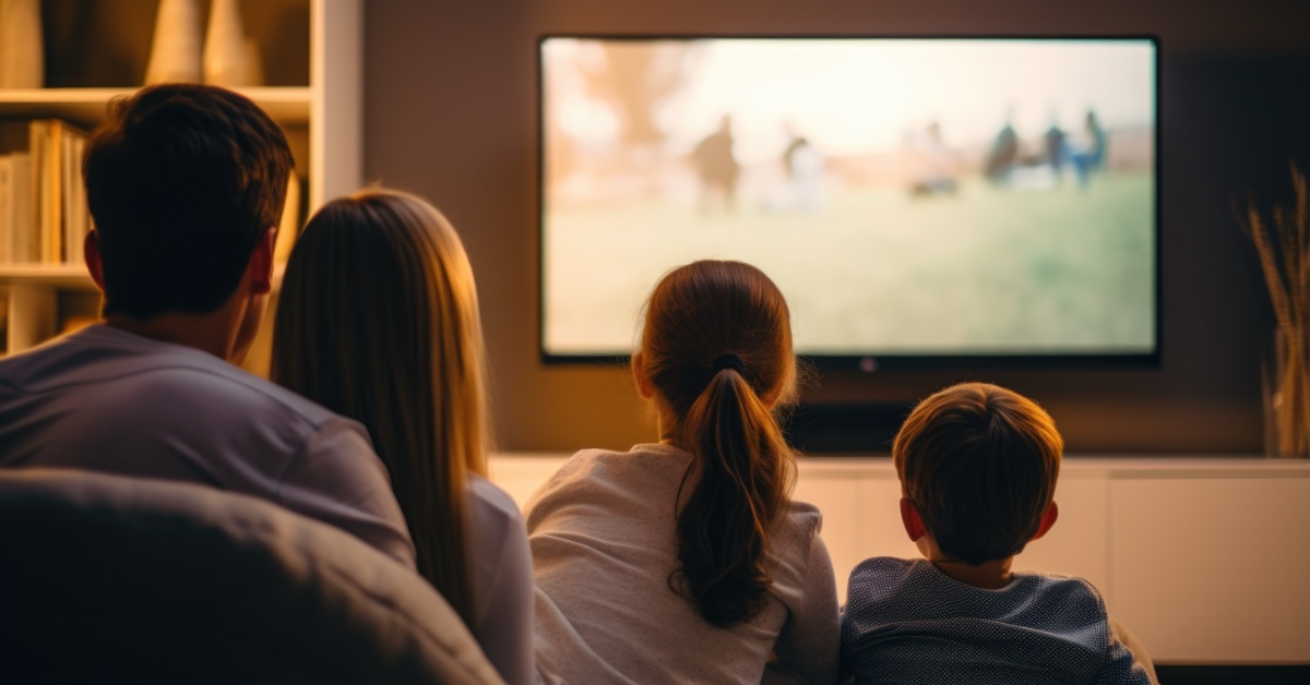 A family watching a movie together