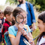 A small group learning outside