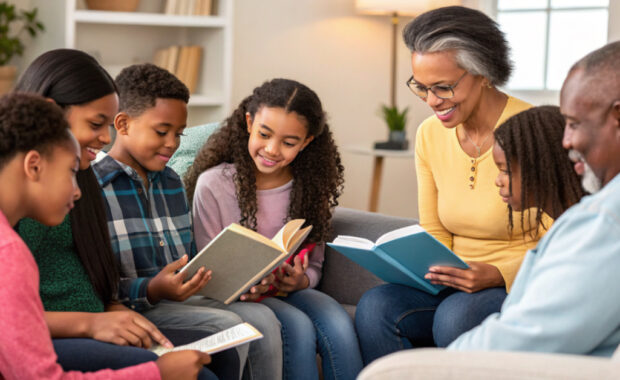 A family reading together