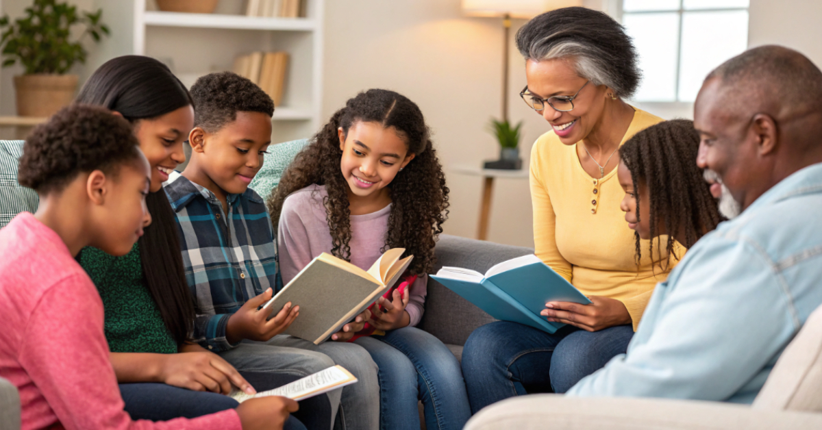 A family reading together