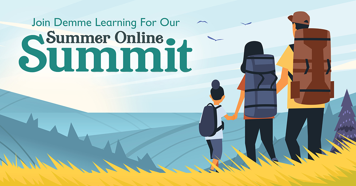 A promotional graphic showing a family hiking together