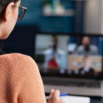 A student watching an educational video