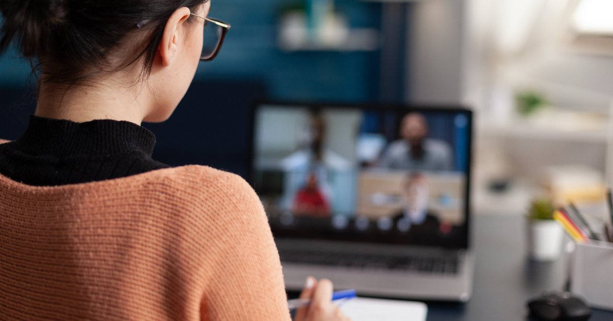 A student watching an educational video