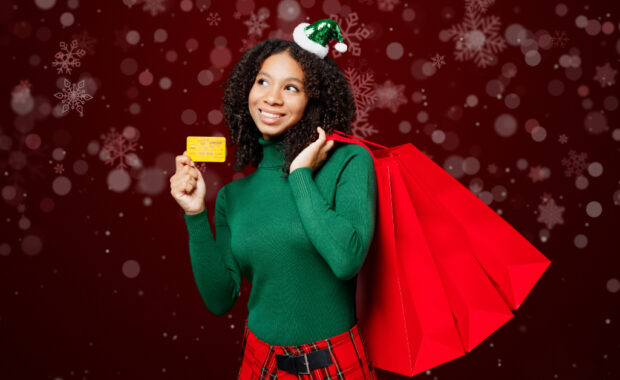 A student wearing festive clothing