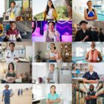 A montage of people in different careers
