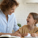 A mother teaching her daughter