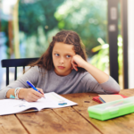 A student doing homework