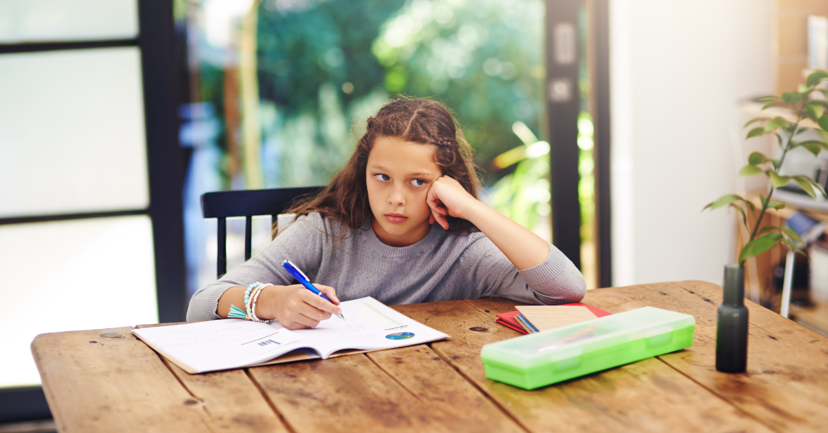 A student doing homework