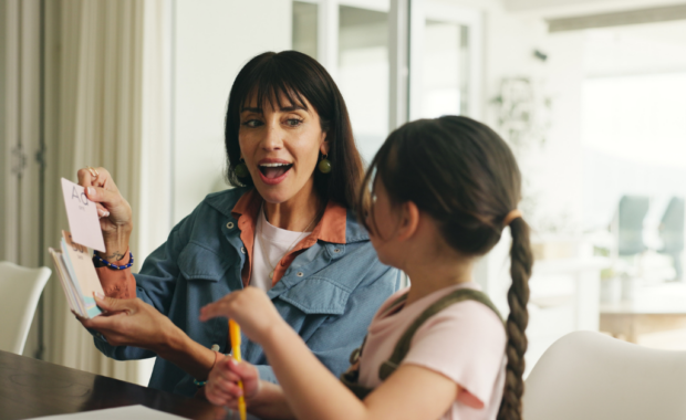 A teacher and student studying together