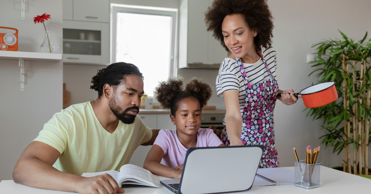 A family homeschooling together