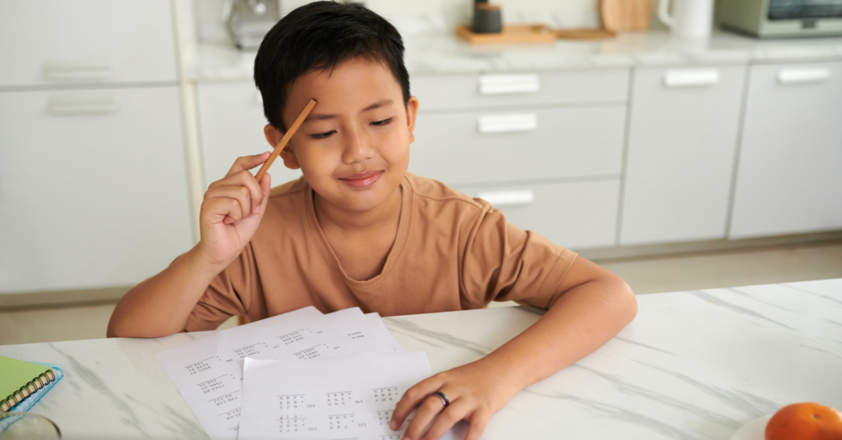 A student working on a math assignment